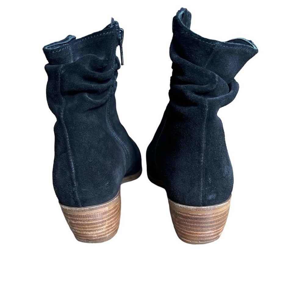 Anthropologie Barcelona Black Suede Ankle Block Heel Booties Boots size 6 - Picture 8 of 15